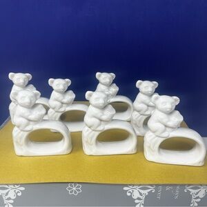 White Ceramic Vintage Koala Napking Rings Tawaiin